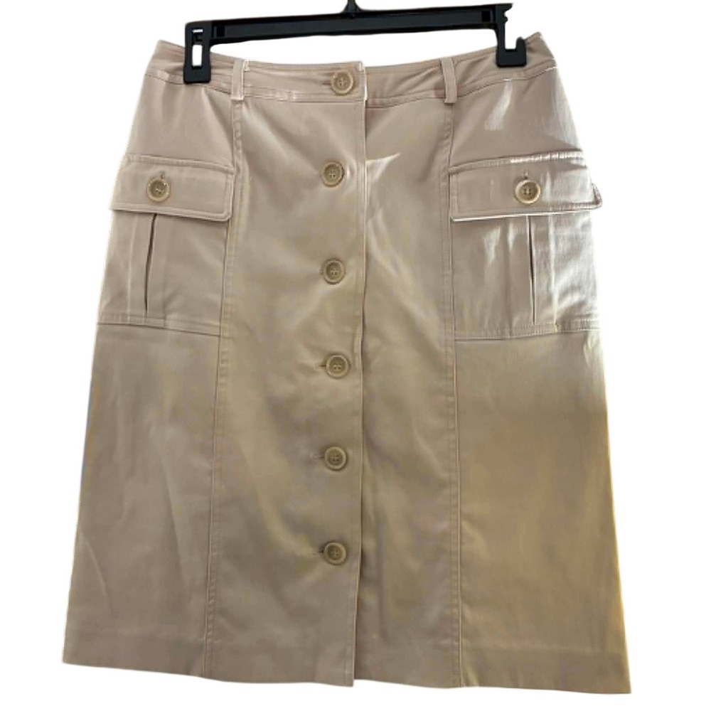 INC International Concepts Cargo Skirt Womens 4 Tan Button Front Utility Y2K